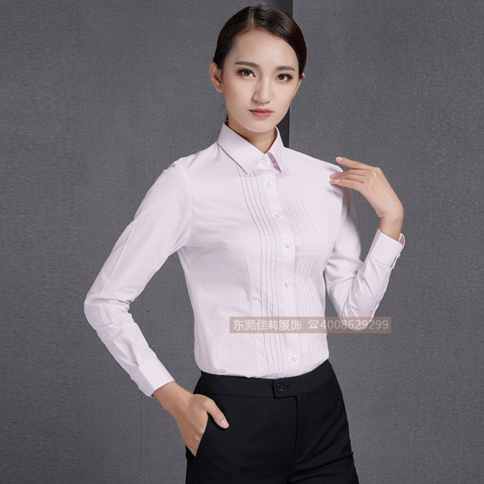 辦公人員男女商務(wù)長(zhǎng)袖襯衫-效果圖1